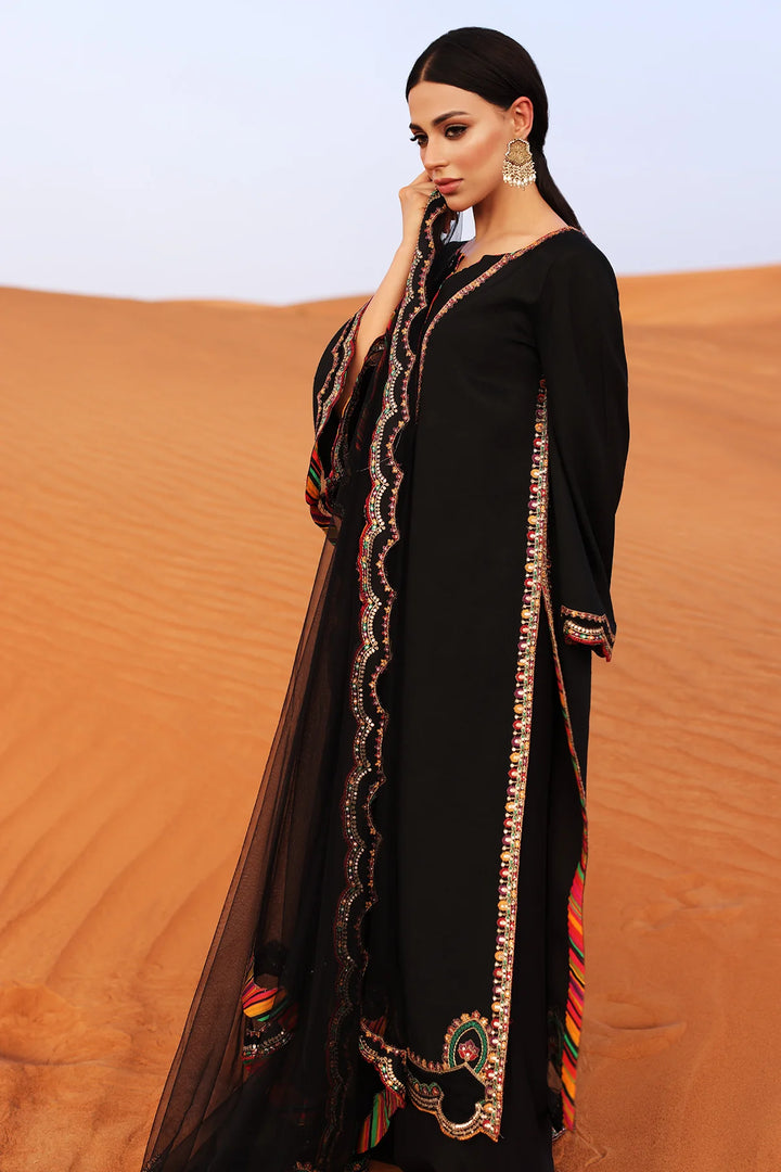 Charizma | Mi-Amor Ready to Wear | 3-PC Embroidered Raw-Silk Suit CMA-5-109 - House of Ayeza