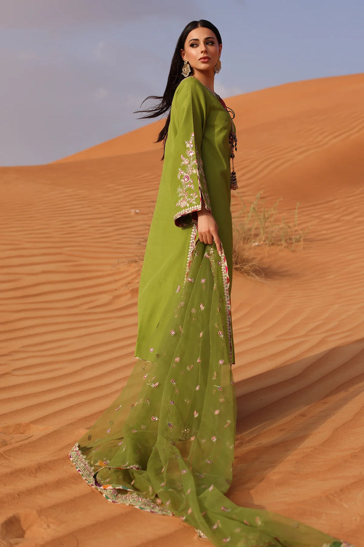 Charizma | Mi-Amor Ready to Wear | 3-PC Embroidered Raw-Silk Suit CMA-5-105 - House of Ayeza