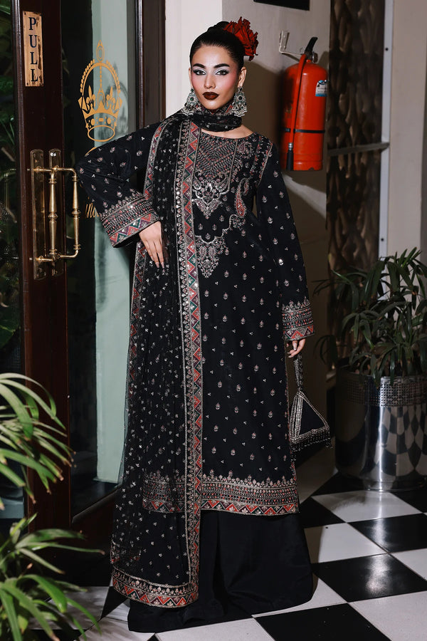 Charizma | Mi-Amor Ready to Wear | 3-PC Embroidered Raw-Silk Suit CMA-5-136A - House of Ayeza