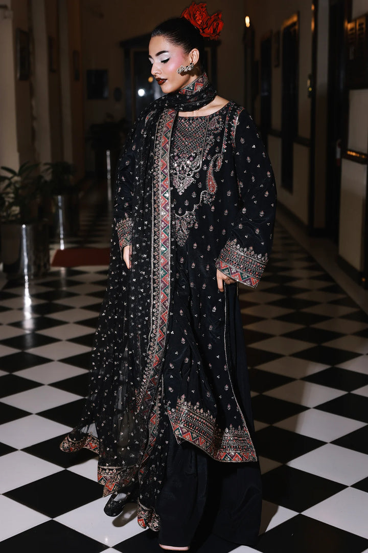 Charizma | Mi-Amor Ready to Wear | 3-PC Embroidered Raw-Silk Suit CMA-5-136A - House of Ayeza