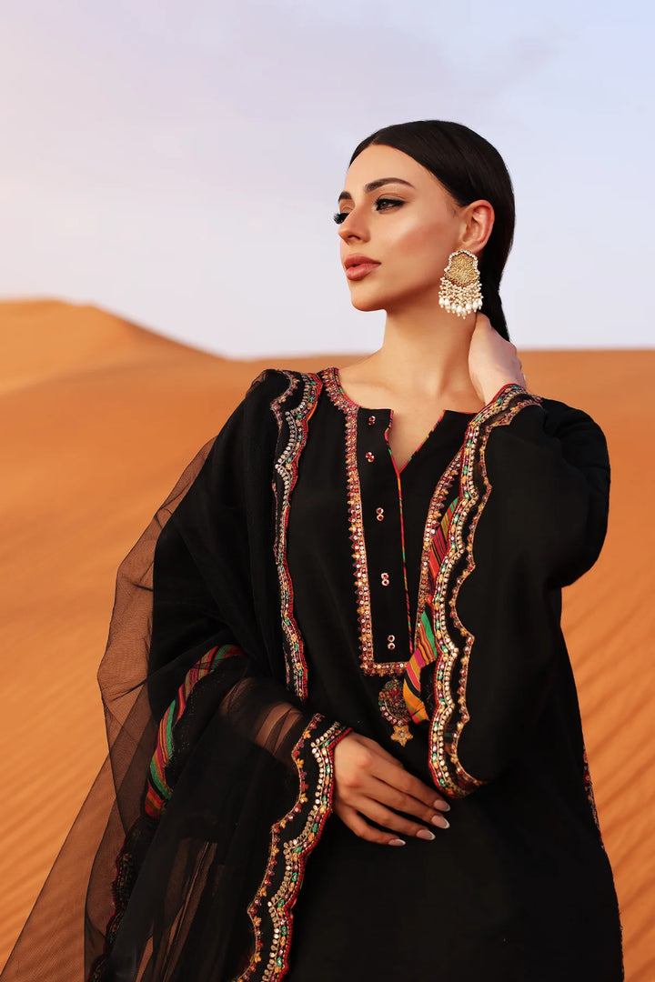 Charizma | Mi-Amor Ready to Wear | 3-PC Embroidered Raw-Silk Suit CMA-5-109 - House of Ayeza