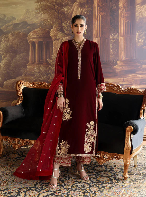Zainab Chottani | Velura Velvet Edit 25 | Nur Long Shirt - House of Ayeza