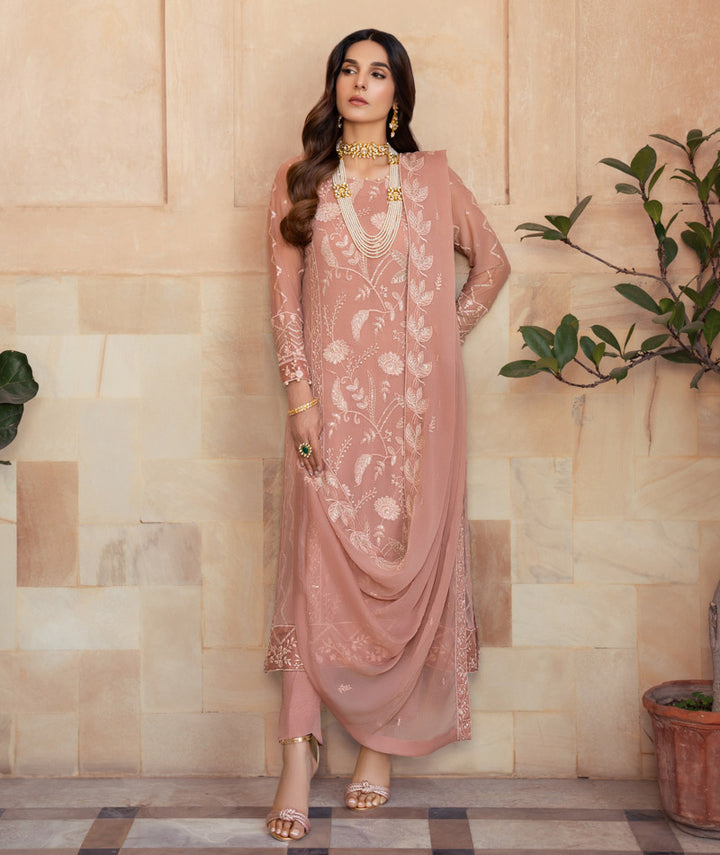 Merakish | Embroidered Chiffon Stitched 3 PC Suit | Irsa - House of Ayeza