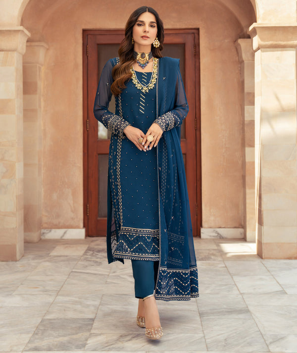 Merakish | Embroidered Chiffon Stitched 3 PC Suit | Eshal - House of Ayeza