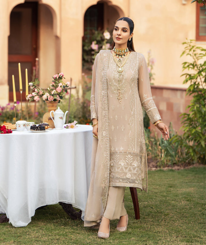 Merakish | Embroidered Chiffon Stitched 3 PC Suit | Amal - House of Ayeza