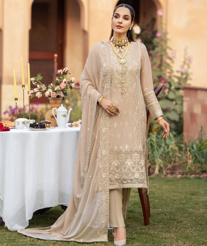 Merakish | Embroidered Chiffon Stitched 3 PC Suit | Amal - House of Ayeza