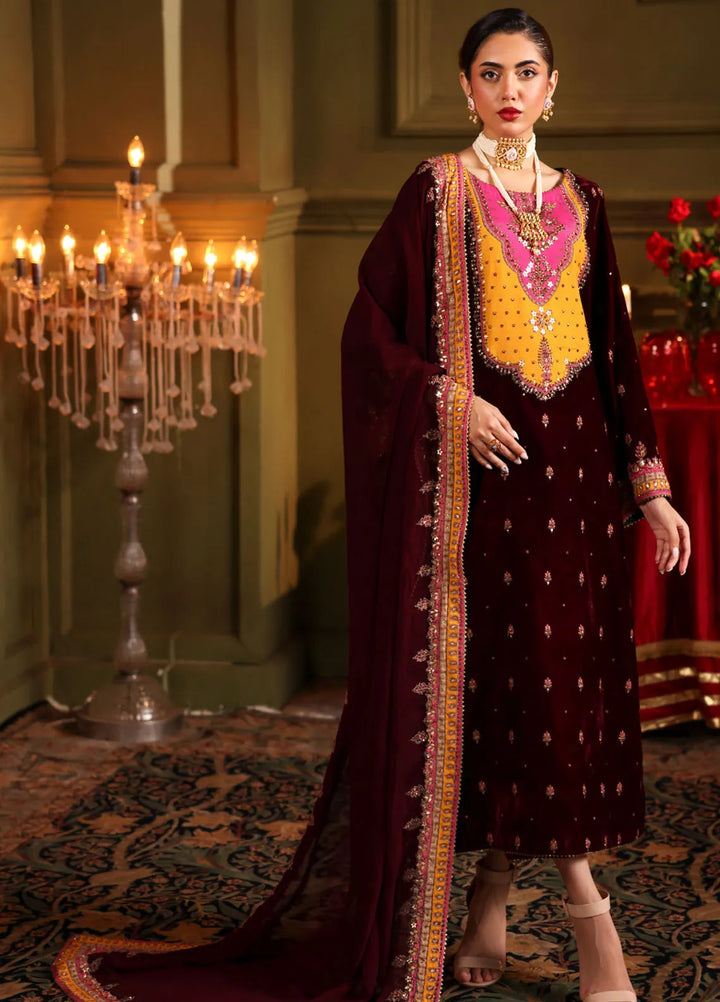 Charizma | Signora | Embroidered Velvet Suit CRZ24SG CVT4-12 - House of Ayeza